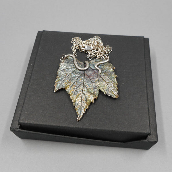 Grape Leaf Necklace in Sterling & Fine Silver