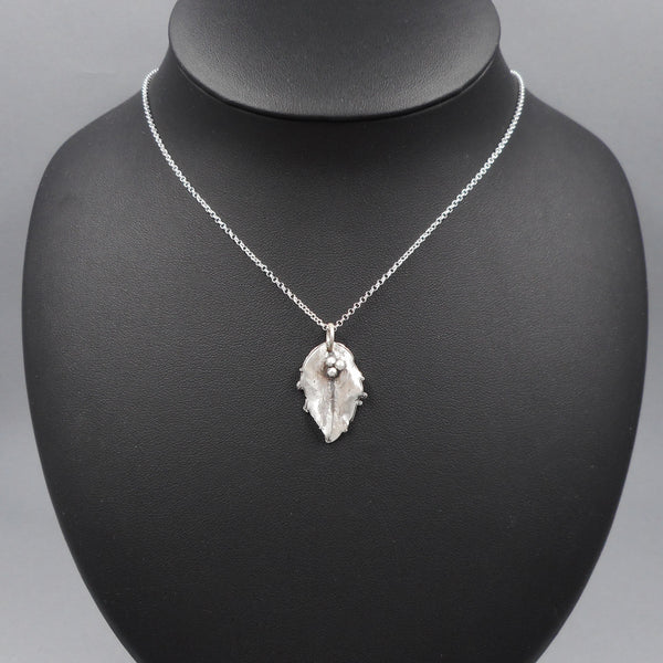 Holly Leaf Pendant in Fine Silver