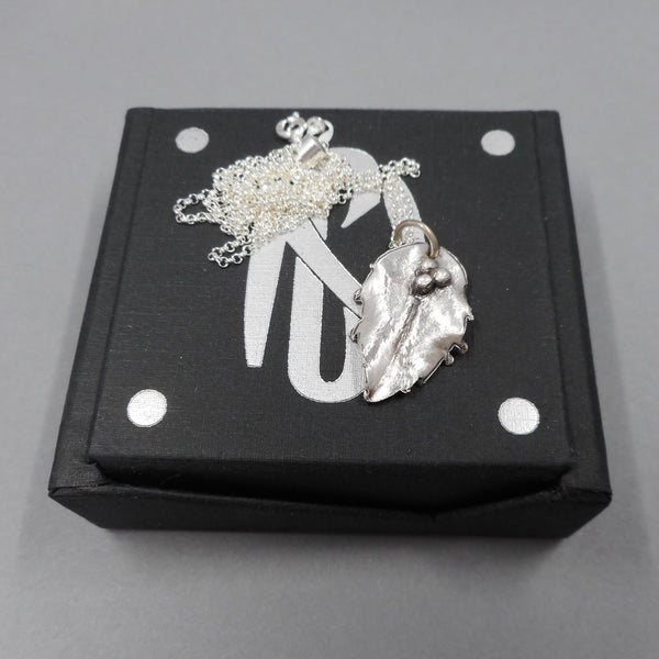 Holly Leaf Pendant in Fine Silver