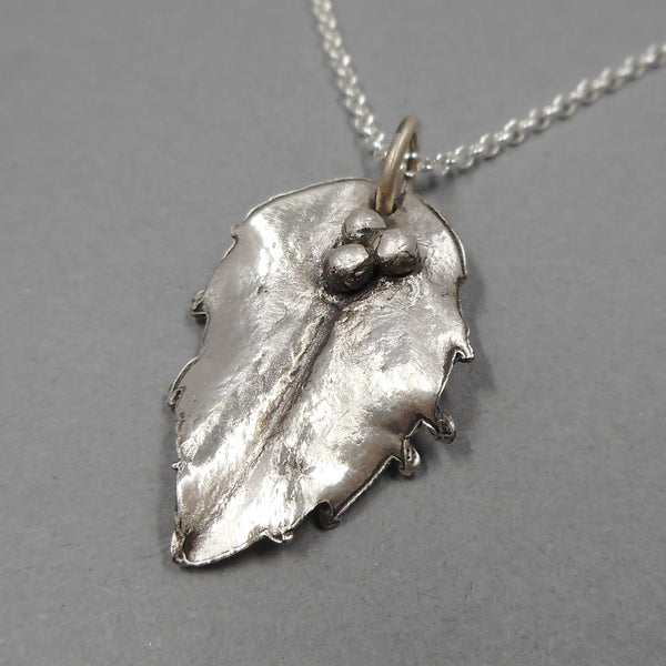 Holly Leaf Pendant in Fine Silver