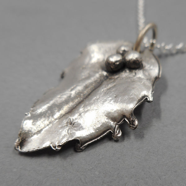 Holly Leaf Pendant in Fine Silver