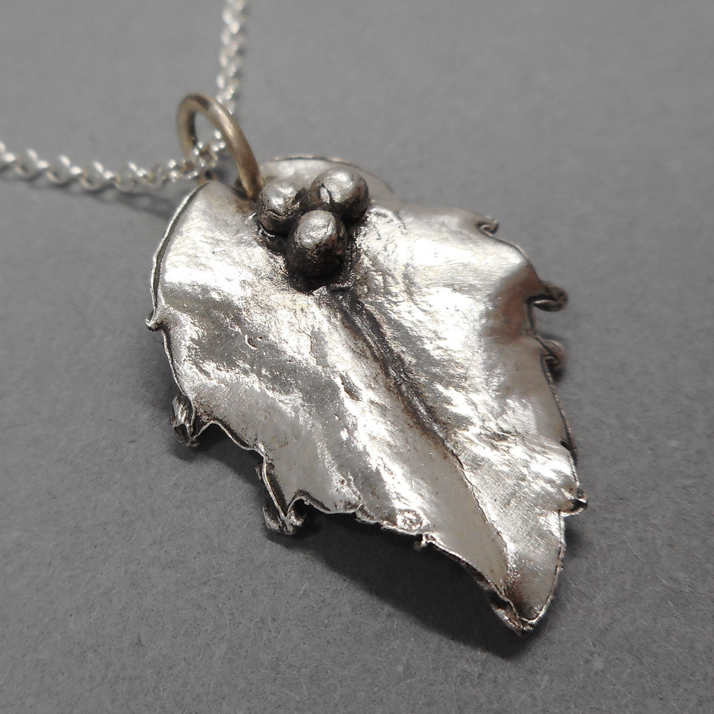 Holly Leaf Pendant in Fine Silver