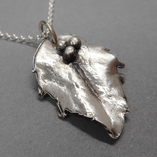 Holly Leaf Pendant in Fine Silver