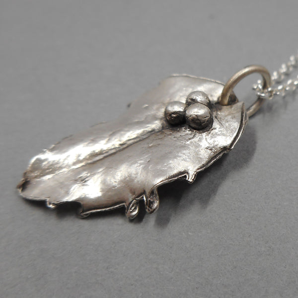 Holly Leaf Pendant in Fine Silver