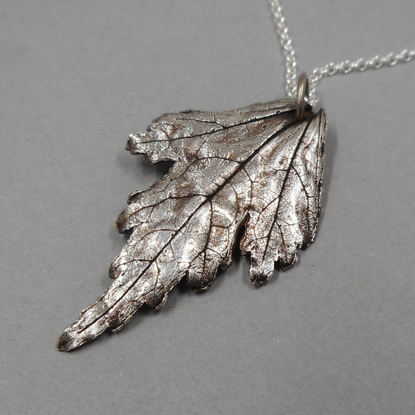 Rose of Sharon Leaf Pendant in Fine Silver