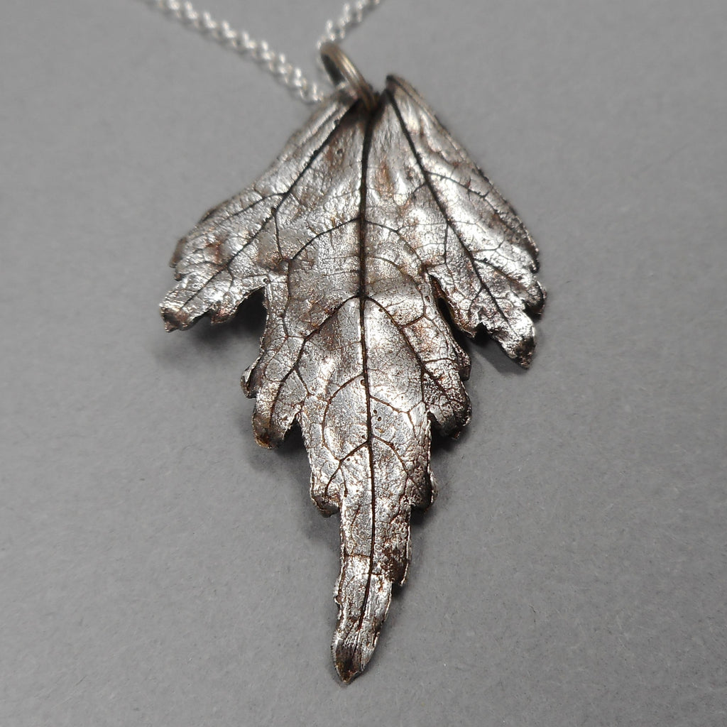 Rose of Sharon Leaf Pendant in Fine Silver