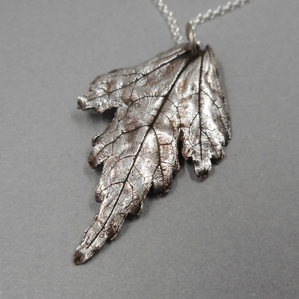 Rose of Sharon Leaf Pendant in Fine Silver
