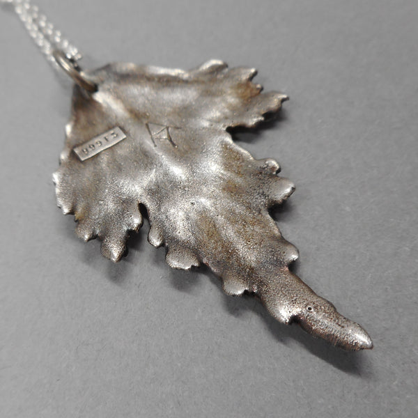 Rose of Sharon Leaf Pendant in Fine Silver