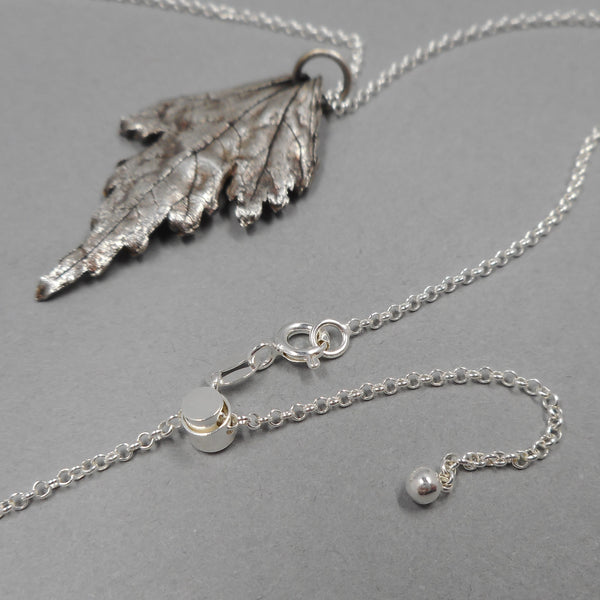 Rose of Sharon Leaf Pendant in Fine Silver