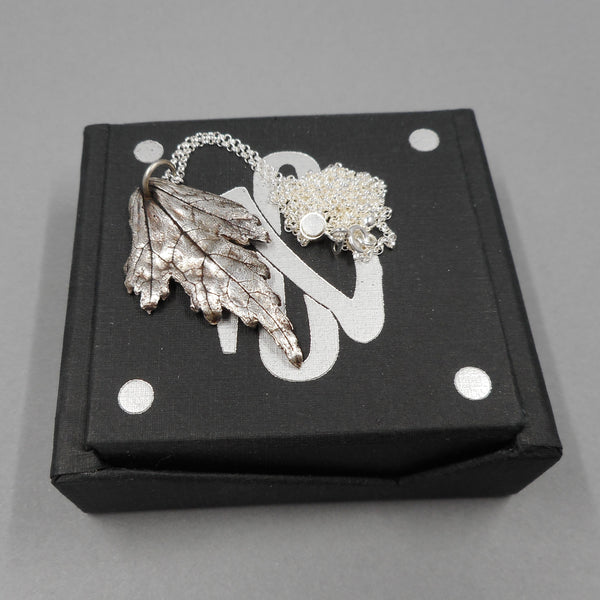 Rose of Sharon Leaf Pendant in Fine Silver