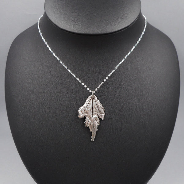 Rose of Sharon Leaf Pendant in Fine Silver