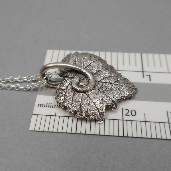 Grape Leaf Pendant in Fine Silver