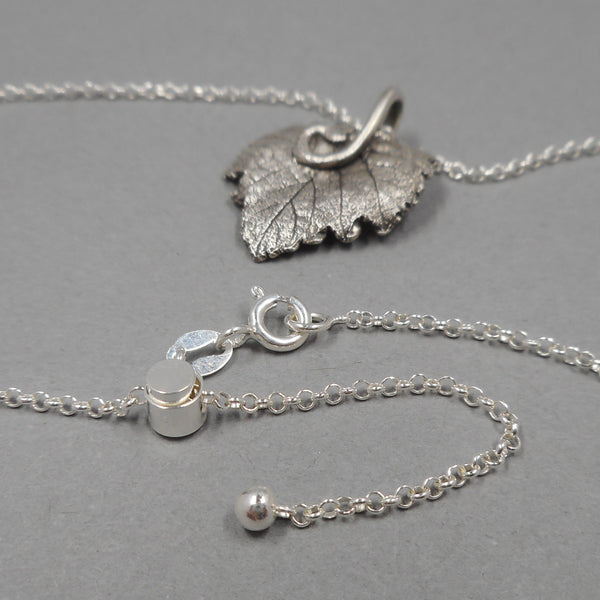 Grape Leaf Pendant in Fine Silver