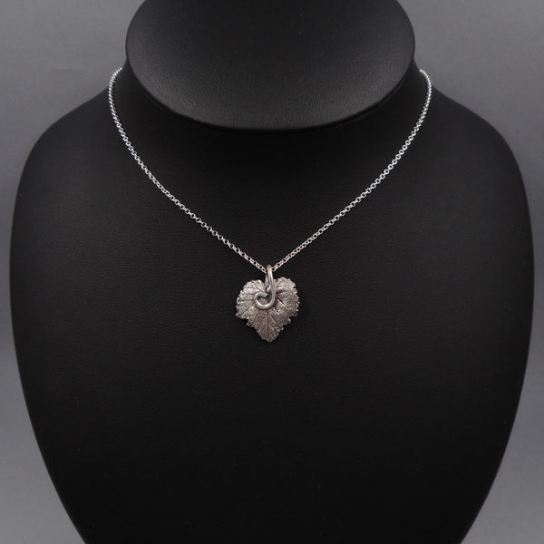 Grape Leaf Pendant in Fine Silver