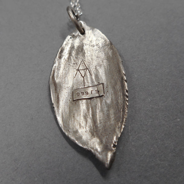 Solomon's Seal Leaf Pendant in Fine Silver