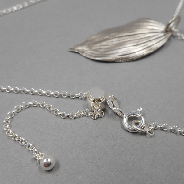 Solomon's Seal Leaf Pendant in Fine Silver