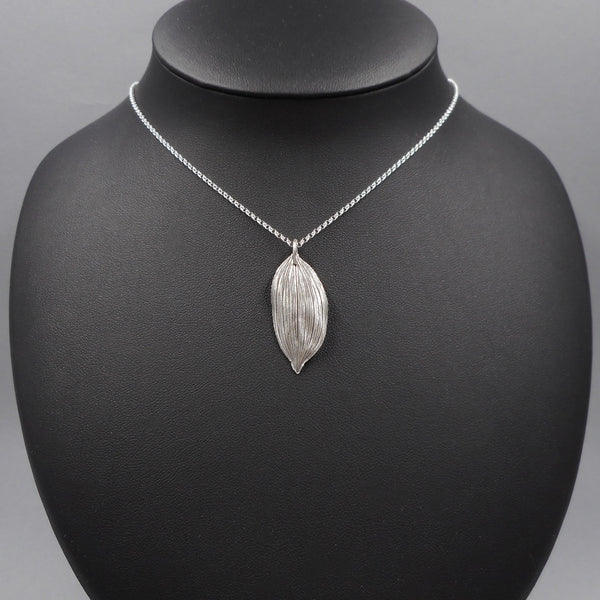 Solomon's Seal Leaf Pendant in Fine Silver