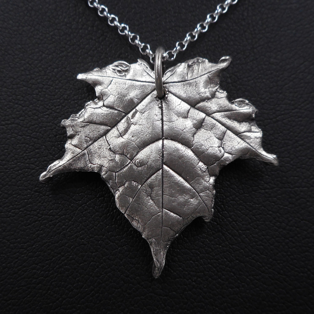 Maple Leaf Pendant in Fine Silver