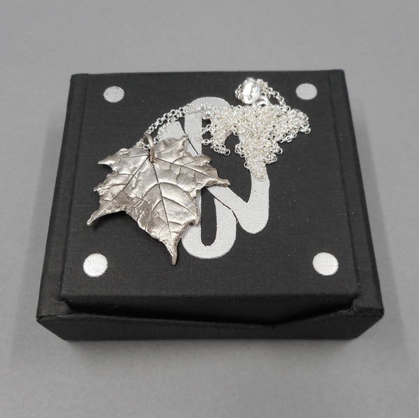 Maple Leaf Pendant in Fine Silver