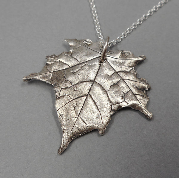 Maple Leaf Pendant in Fine Silver