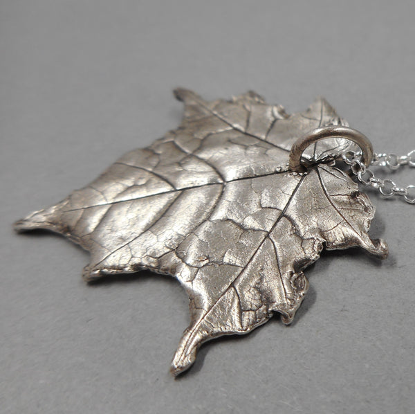 Maple Leaf Pendant in Fine Silver