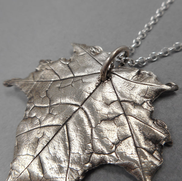 Maple Leaf Pendant in Fine Silver