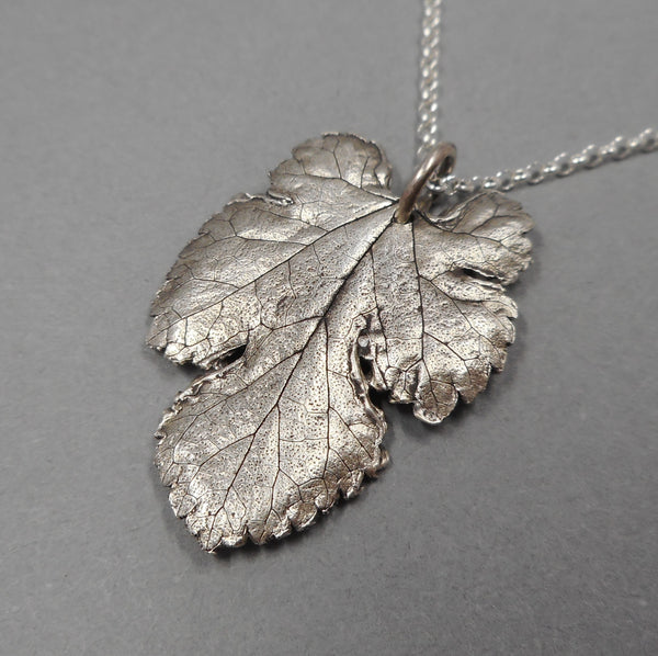 Mulberry Leaf Pendant in Fine Silver