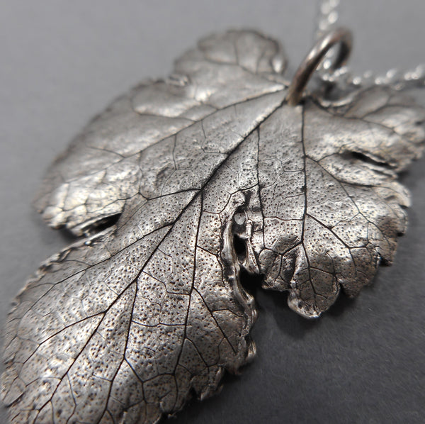 Mulberry Leaf Pendant in Fine Silver