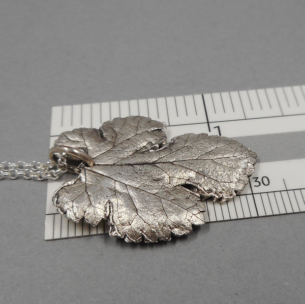 Mulberry Leaf Pendant in Fine Silver
