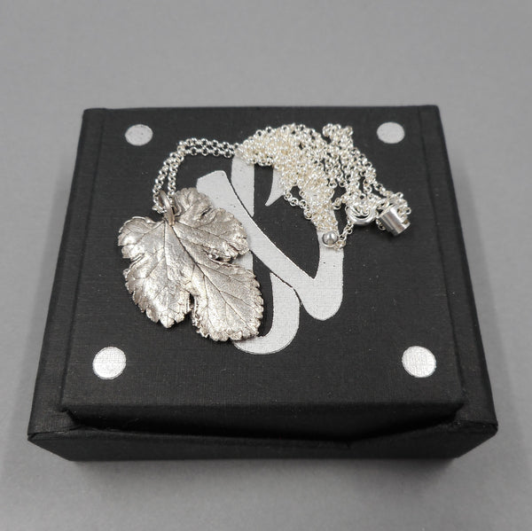 Mulberry Leaf Pendant in Fine Silver
