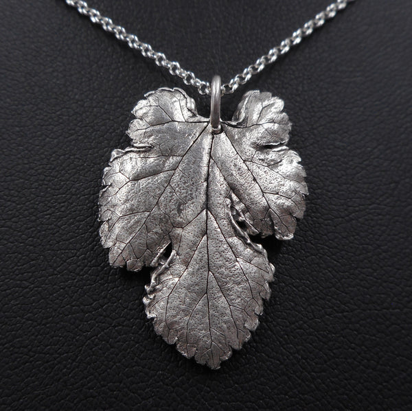 Mulberry Leaf Pendant in Fine Silver