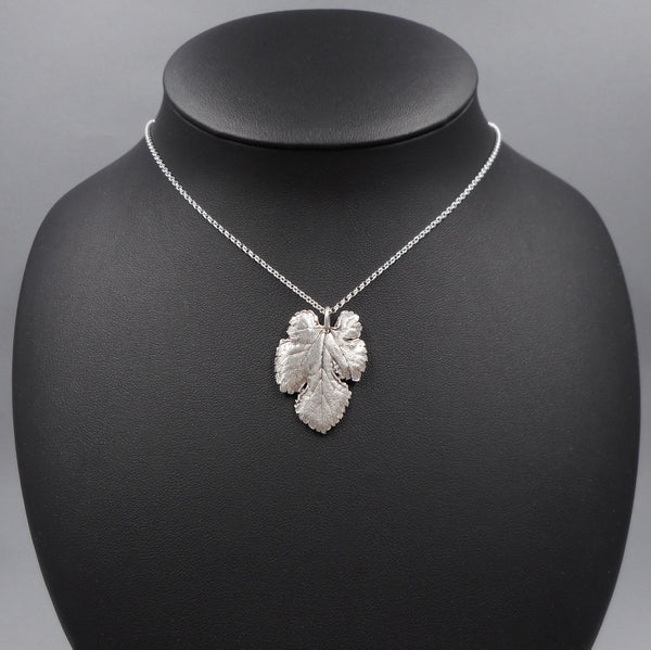 Mulberry Leaf Pendant in Fine Silver