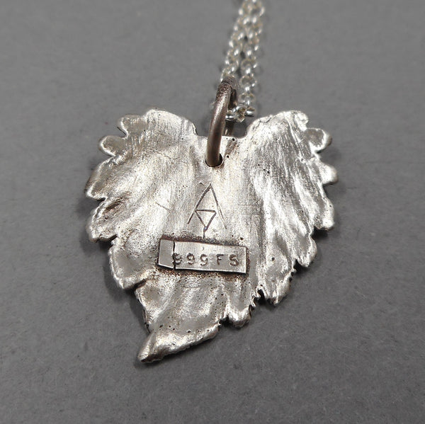 Catnip Leaf Pendant in Fine Silver