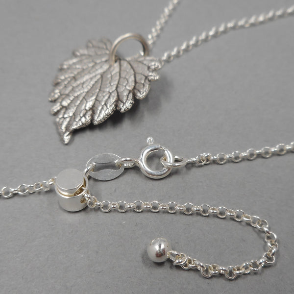 Catnip Leaf Pendant in Fine Silver