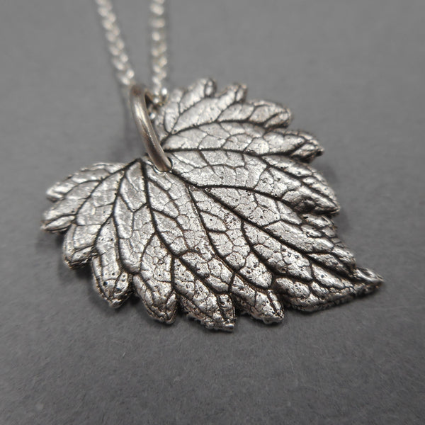 Catnip Leaf Pendant in Fine Silver