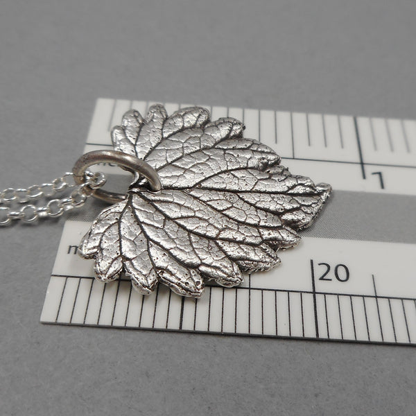 Catnip Leaf Pendant in Fine Silver