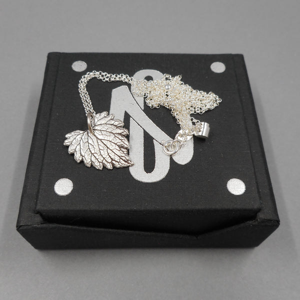 Catnip Leaf Pendant in Fine Silver