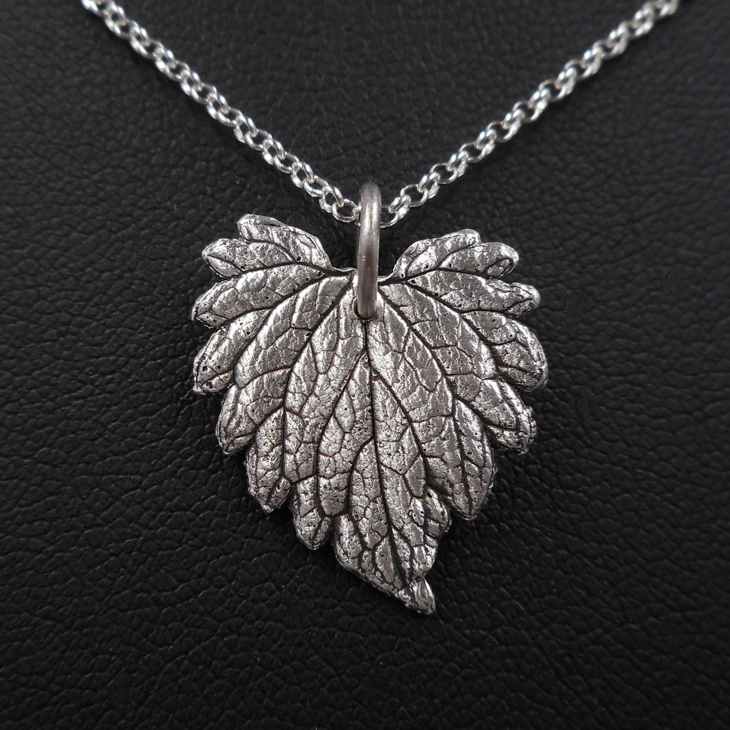 Catnip Leaf Pendant in Fine Silver
