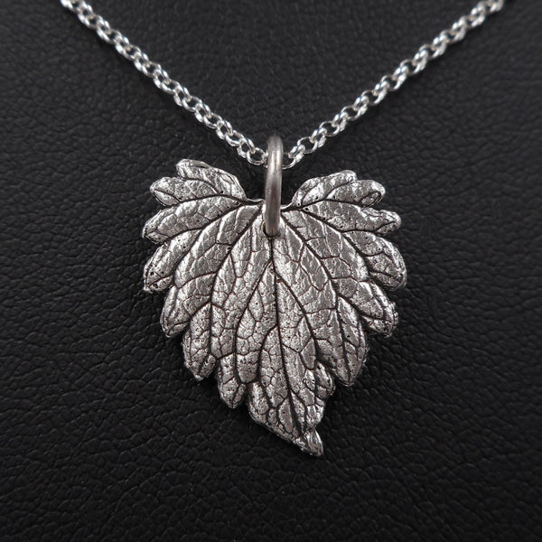 Catnip Leaf Pendant in Fine Silver