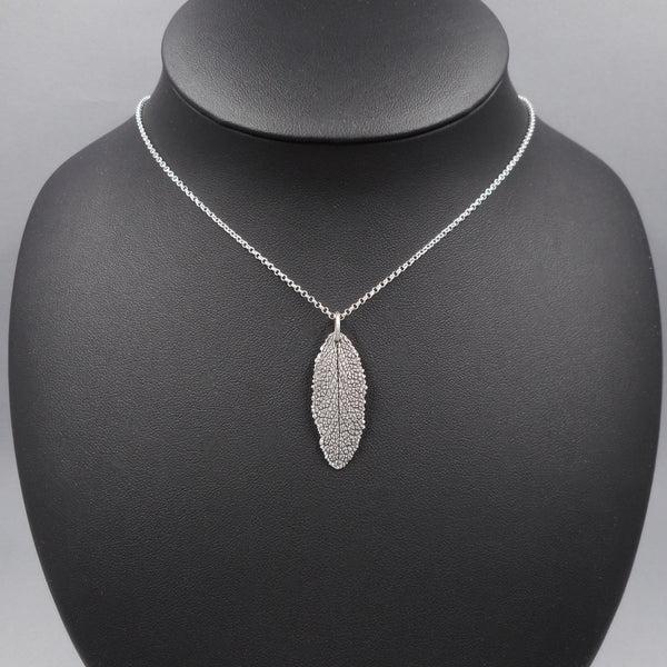 Sage Leaf Pendant in Fine Silver