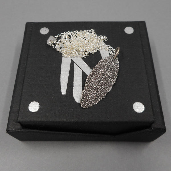 Sage Leaf Pendant in Fine Silver
