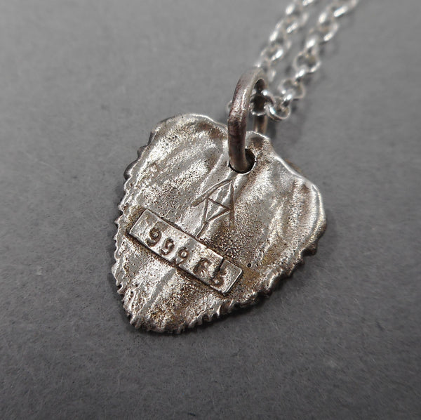 Oregano Leaf Pendant in Fine Silver