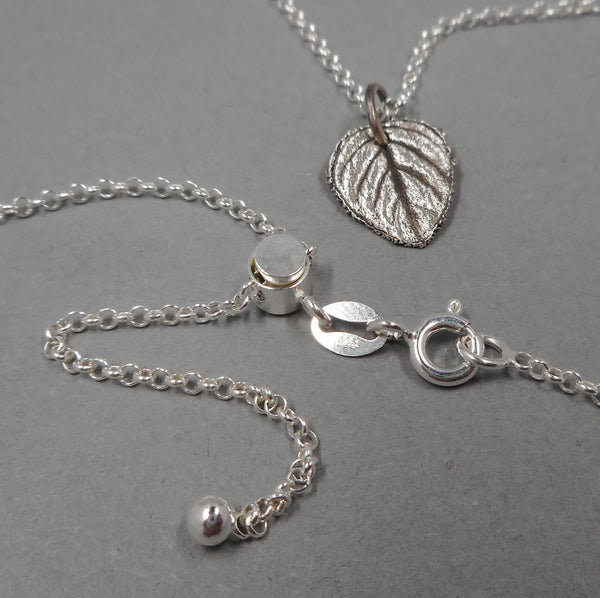Oregano Leaf Pendant in Fine Silver