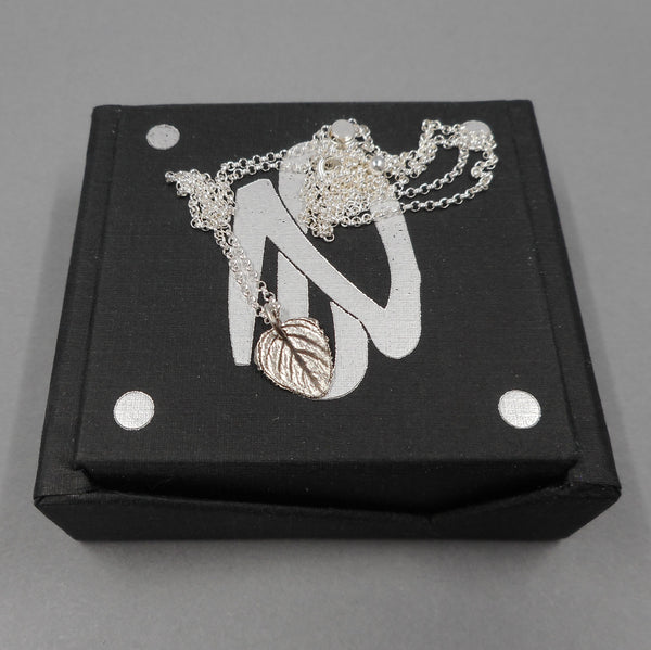 Oregano Leaf Pendant in Fine Silver