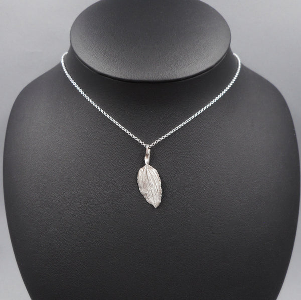Peruvian Lily Leaf Pendant in Fine Silver