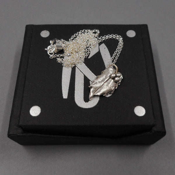 Holly Leaf Pendant in Fine Silver