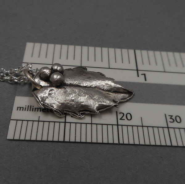 Holly Leaf Pendant in Fine Silver