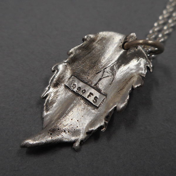 Holly Leaf Pendant in Fine Silver