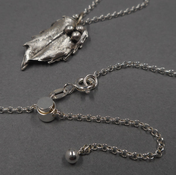 Holly Leaf Pendant in Fine Silver