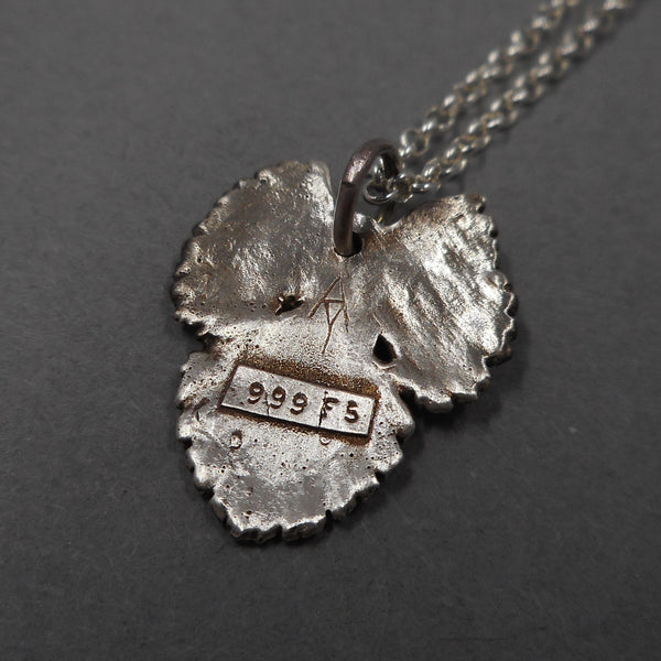 Mulberry Leaf Pendant in Fine Silver